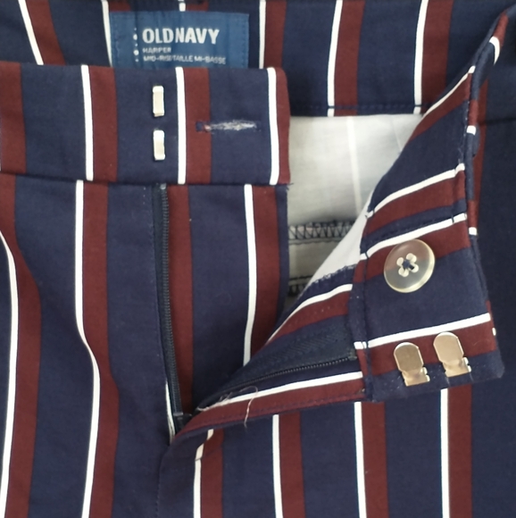 Old Navy Stripes (Navy/White/Burgundy) Relaxed Mid-Rise Women's Pants - Picture 8 of 15